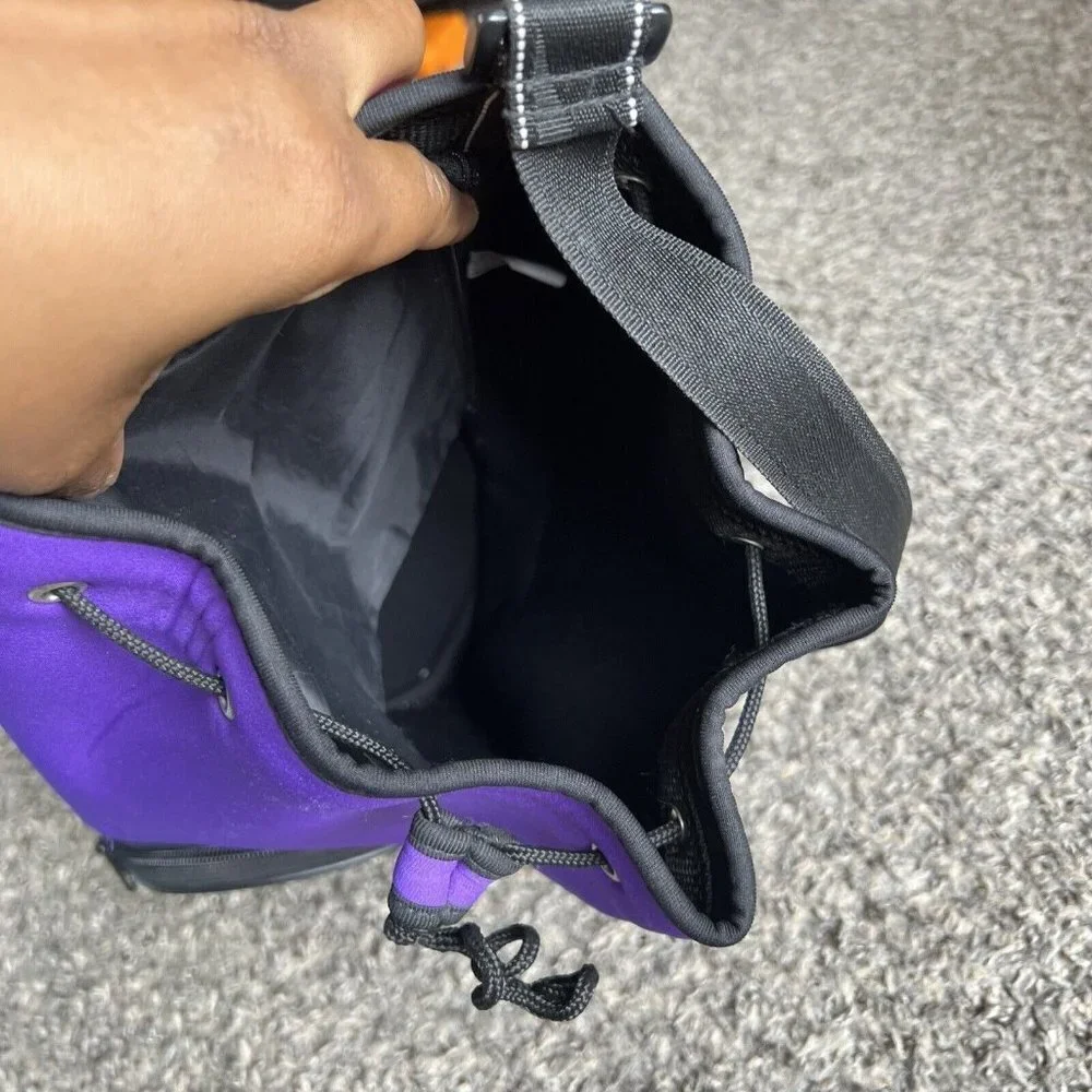 SPEEDO Neoprene Swim Bag Bucket Barrel Expandable Wet Shoulder Strap Purple VTG